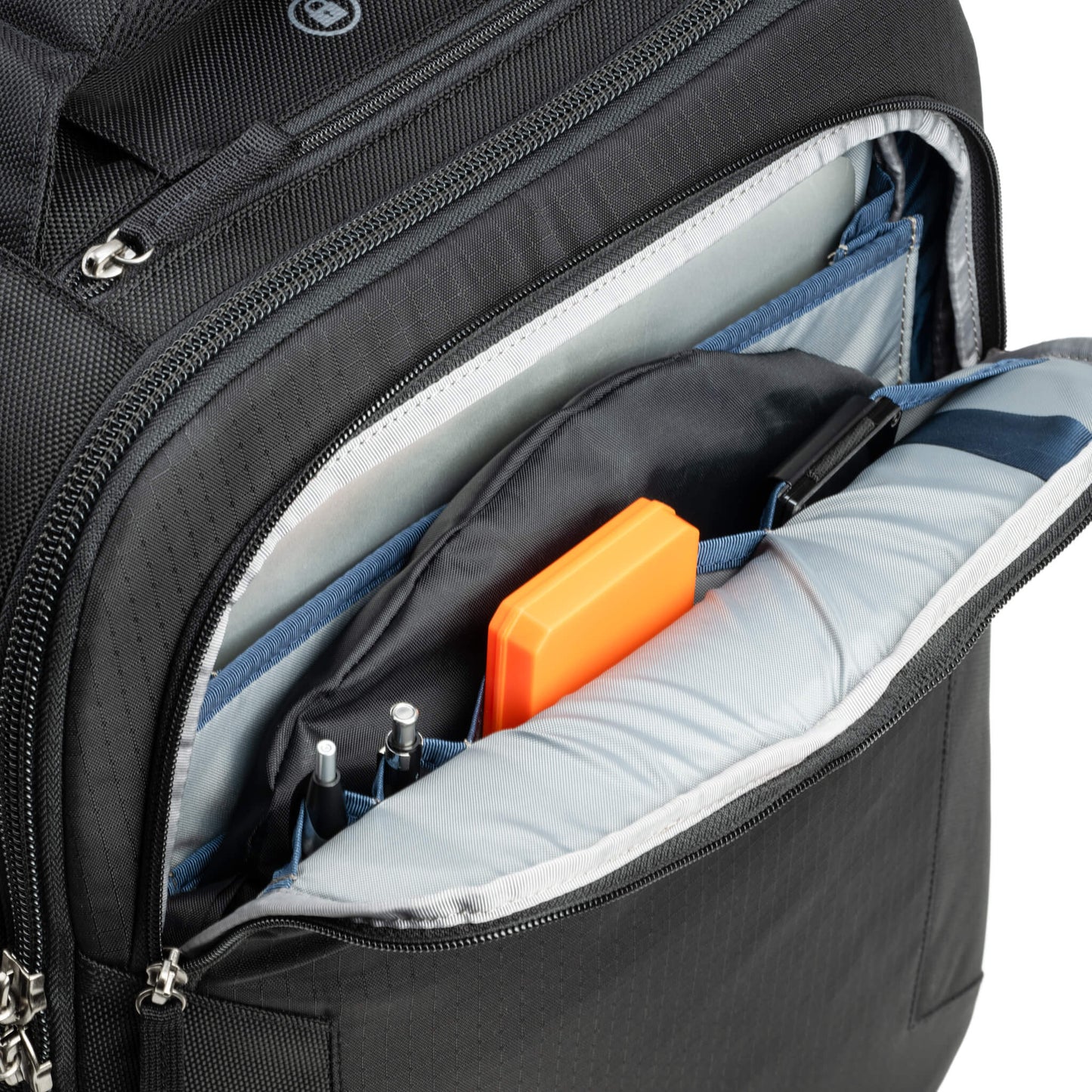 
                  
                    Deep front pocket with organizer and laptop sleeve
                  
                