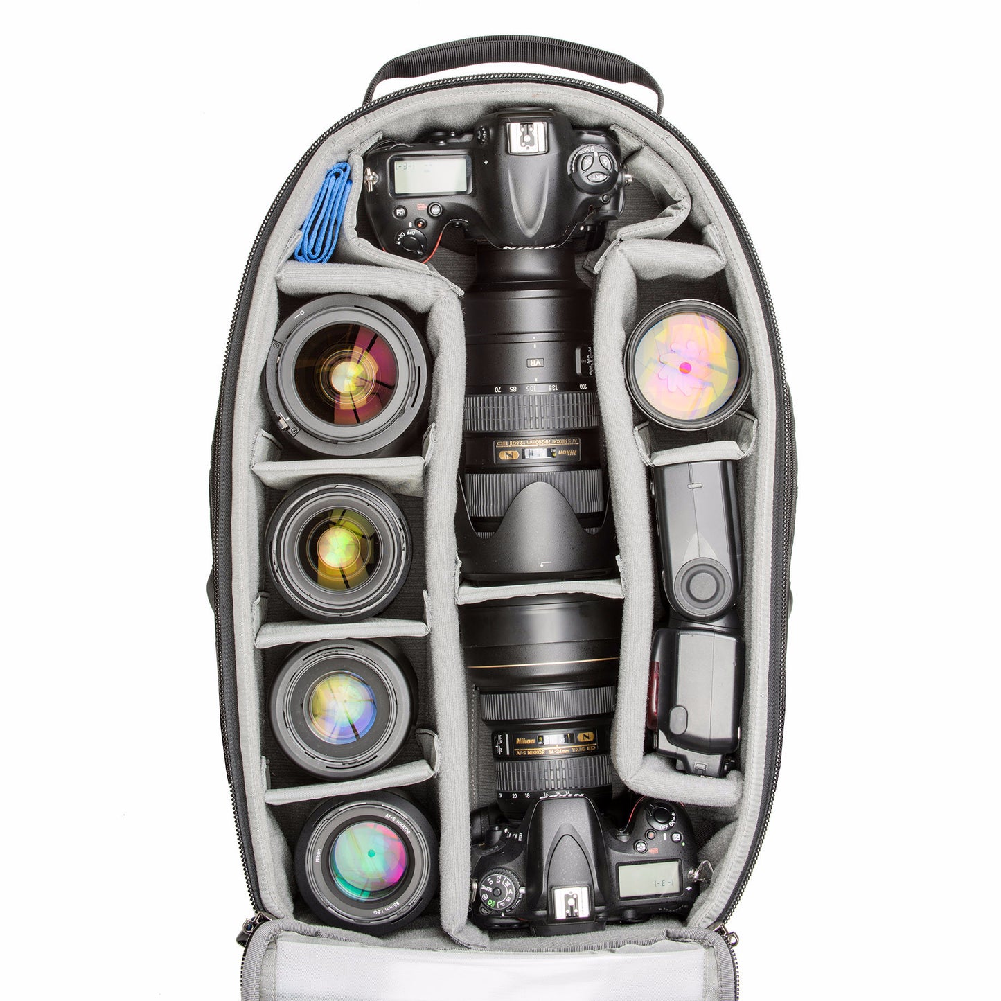 Designed to accommodate bodies with lenses attached