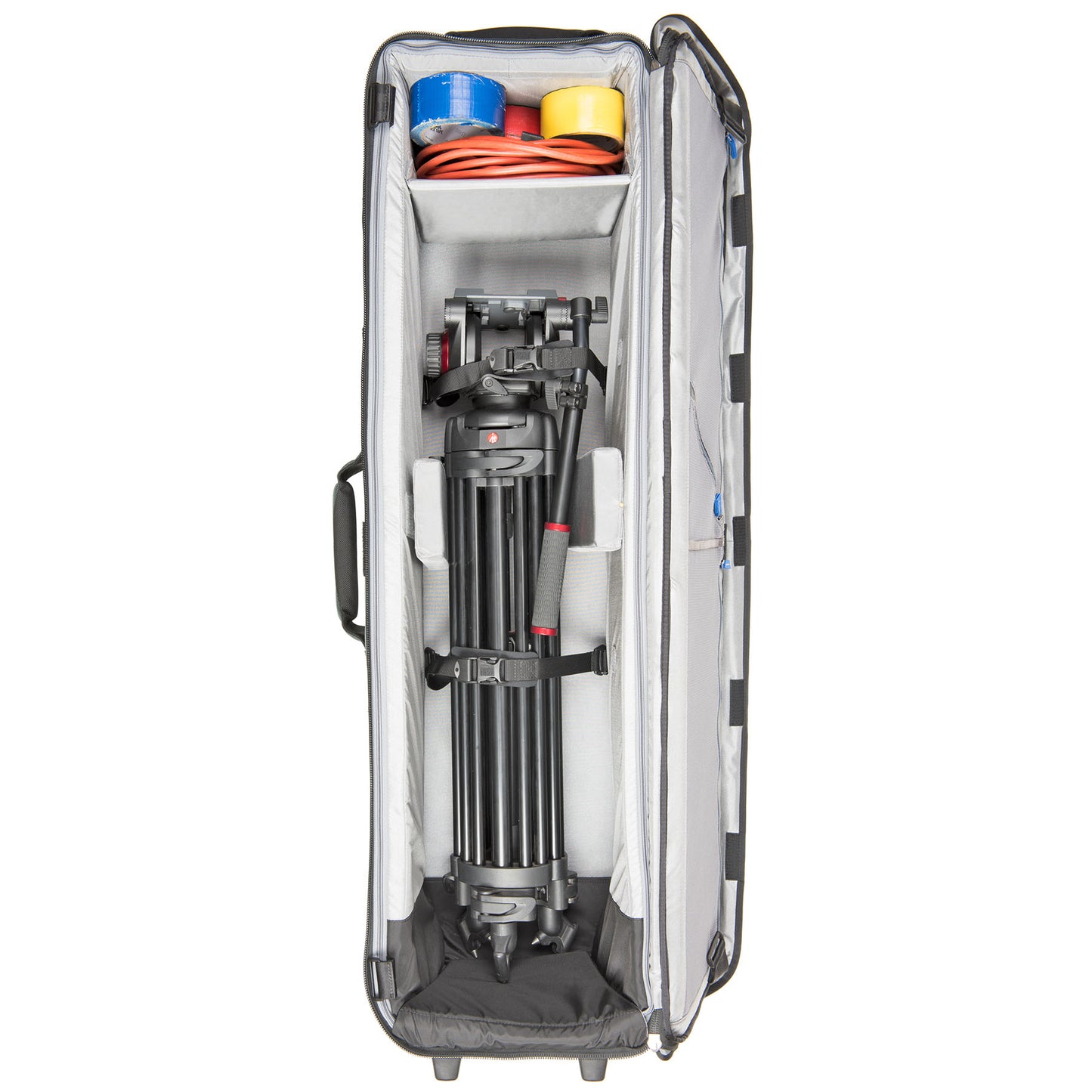 Holds cinema sized tripods, stands, sliders and/or modifiers up to 40”